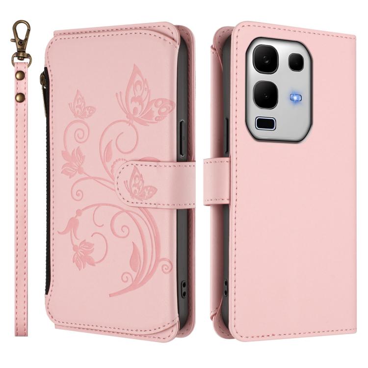 For Infinix Note 50s Butterfly Love Flower Multi-card Zipper Wallet Leather Phone Case
