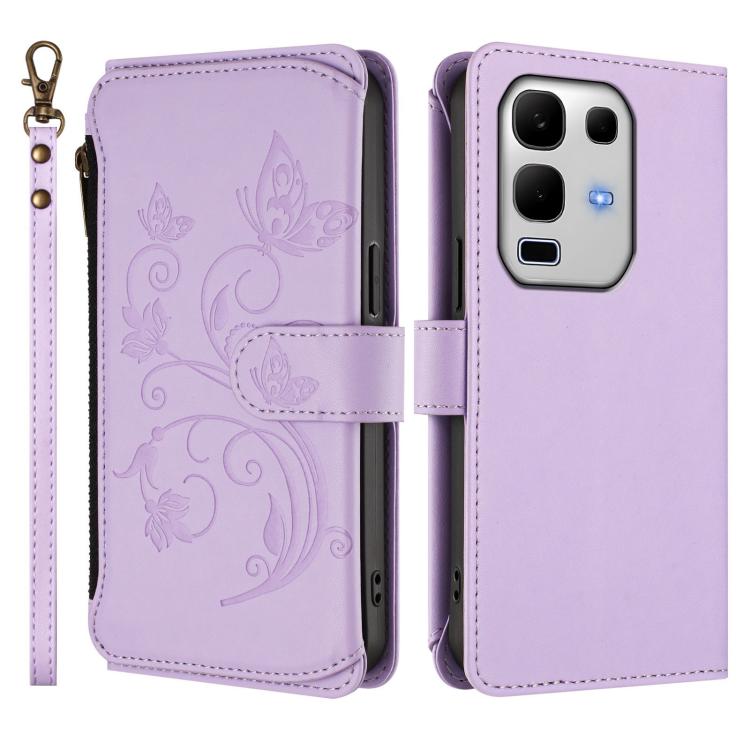 For Infinix Note 50s Butterfly Love Flower Multi-card Zipper Wallet Leather Phone Case