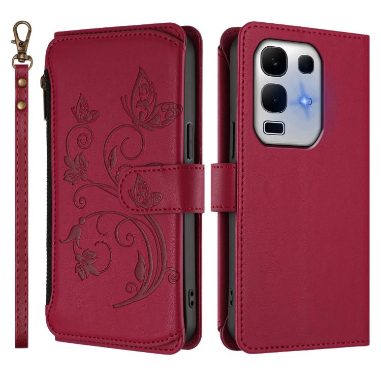 For Infinix Note 50X 5G Butterfly Love Flower Multi-card Zipper Wallet Leather Phone Case