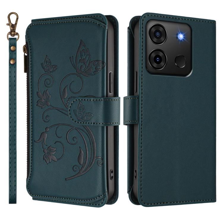For Infinix Smart 7 HD / 7 Plus Butterfly Love Flower Multi-card Zipper Wallet Leather Phone Case