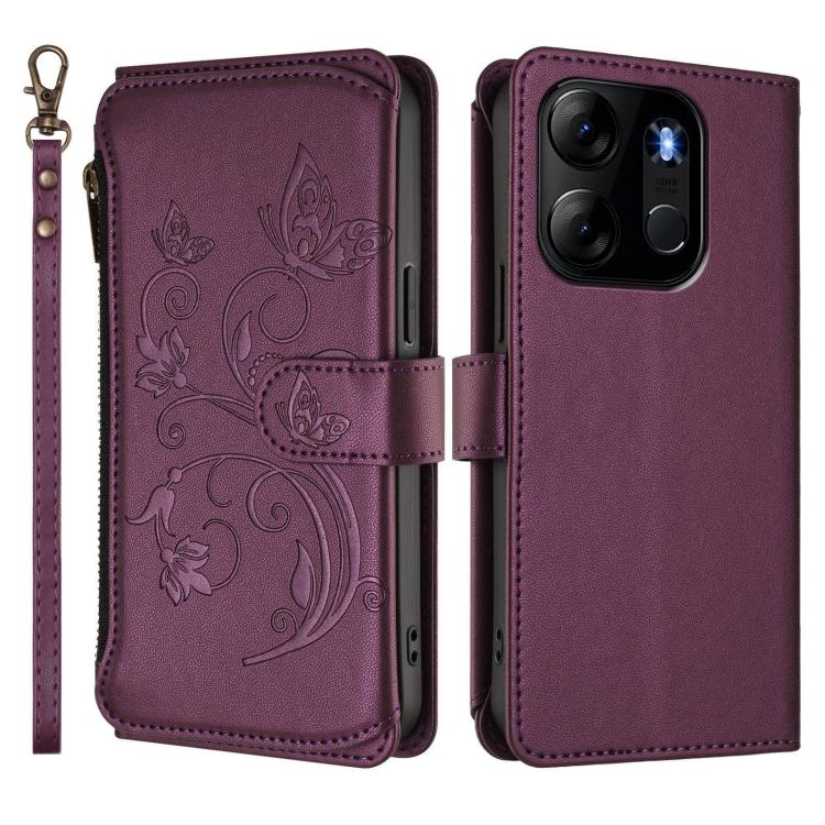 For Infinix Smart 7 Global Butterfly Love Flower Multi-card Zipper Wallet Leather Phone Case