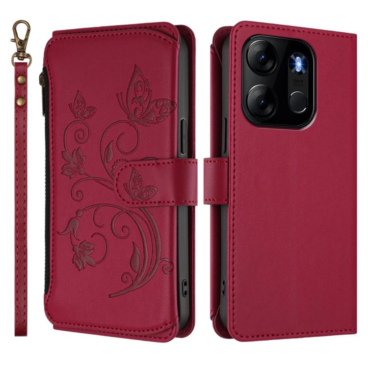 For Infinix Smart 7 Global Butterfly Love Flower Multi-card Zipper Wallet Leather Phone Case
