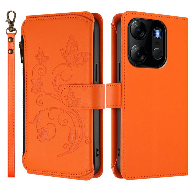 For Infinix Smart 7 Global Butterfly Love Flower Multi-card Zipper Wallet Leather Phone Case