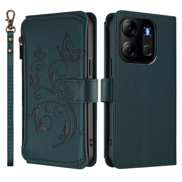 For Infinix Smart 7 Global Butterfly Love Flower Multi-card Zipper Wallet Leather Phone Case