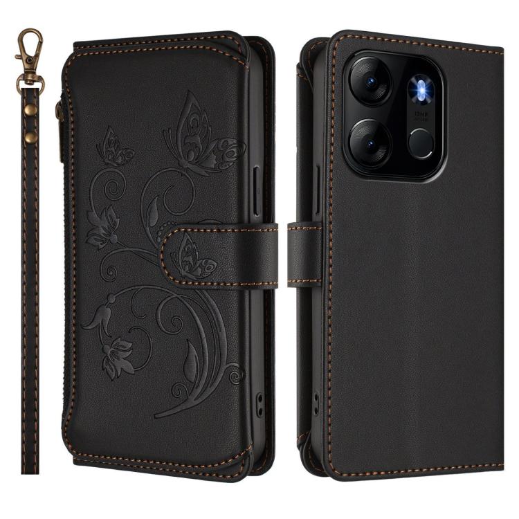 For Infinix Smart 7 Global Butterfly Love Flower Multi-card Zipper Wallet Leather Phone Case