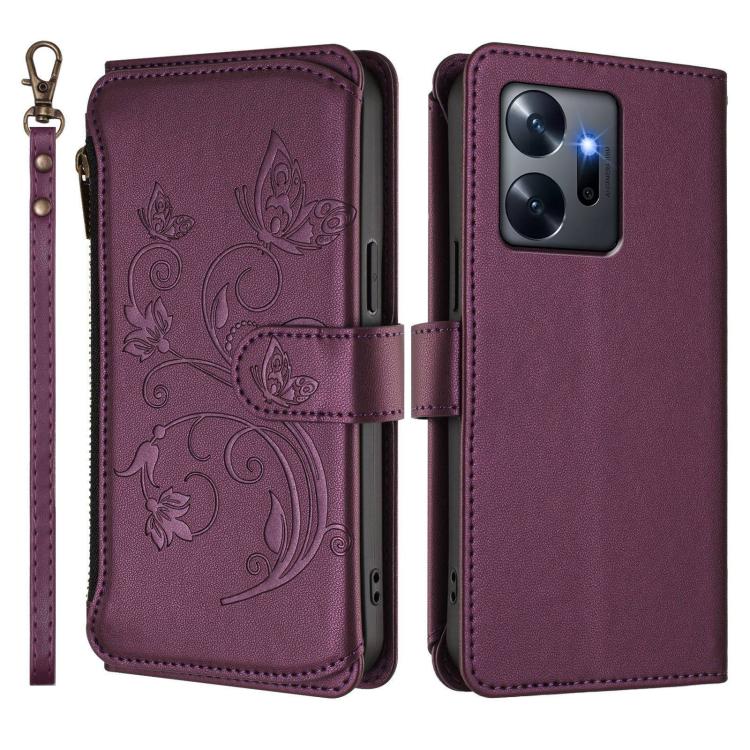 For Infinix Zero 20 Butterfly Love Flower Multi-card Zipper Wallet Leather Phone Case