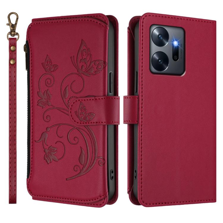 For Infinix Zero 20 Butterfly Love Flower Multi-card Zipper Wallet Leather Phone Case