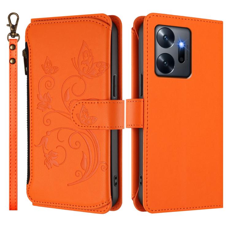 For Infinix Zero 20 Butterfly Love Flower Multi-card Zipper Wallet Leather Phone Case