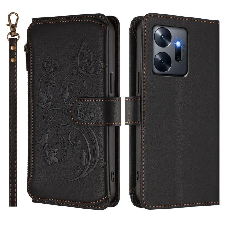 For Infinix Zero 20 Butterfly Love Flower Multi-card Zipper Wallet Leather Phone Case