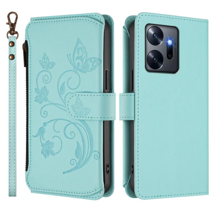 For Infinix Zero 20 Butterfly Love Flower Multi-card Zipper Wallet Leather Phone Case