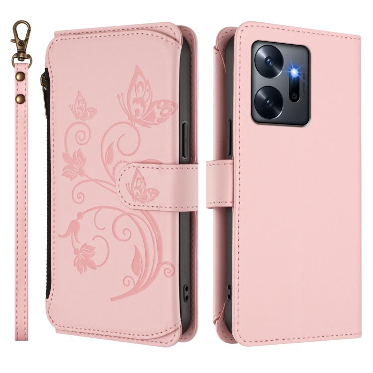 For Infinix Zero 20 Butterfly Love Flower Multi-card Zipper Wallet Leather Phone Case