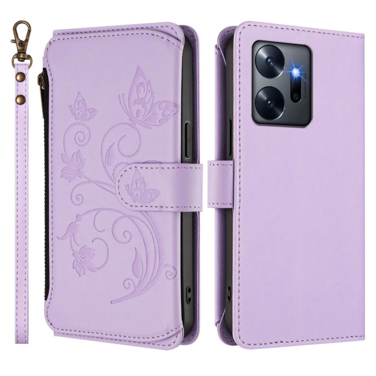 For Infinix Zero 20 Butterfly Love Flower Multi-card Zipper Wallet Leather Phone Case