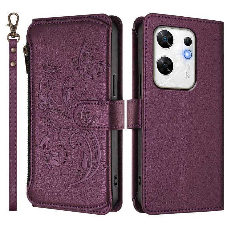 For Infinix Zero 30 4G Butterfly Love Flower Multi-card Zipper Wallet Leather Phone Case