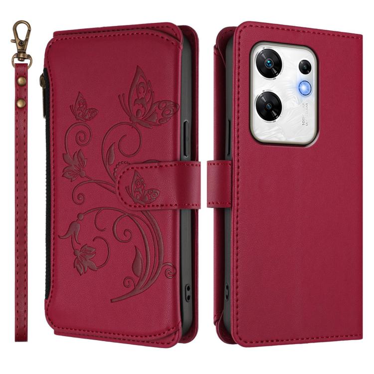 For Infinix Zero 30 4G Butterfly Love Flower Multi-card Zipper Wallet Leather Phone Case