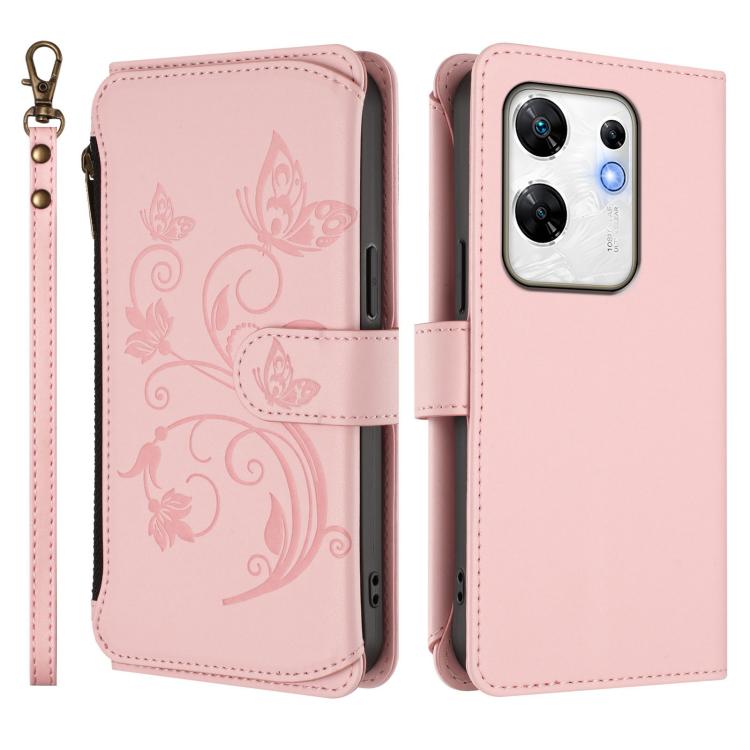 For Infinix Zero 30 4G Butterfly Love Flower Multi-card Zipper Wallet Leather Phone Case