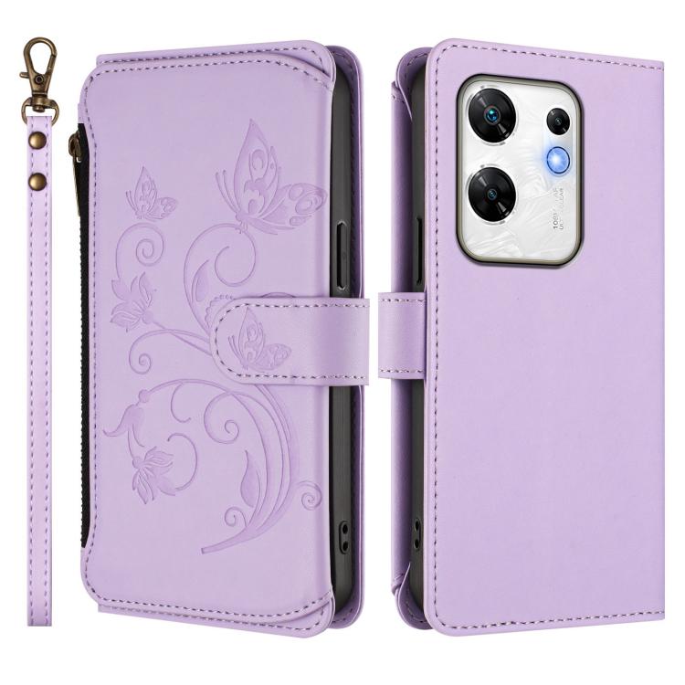 For Infinix Zero 30 4G Butterfly Love Flower Multi-card Zipper Wallet Leather Phone Case