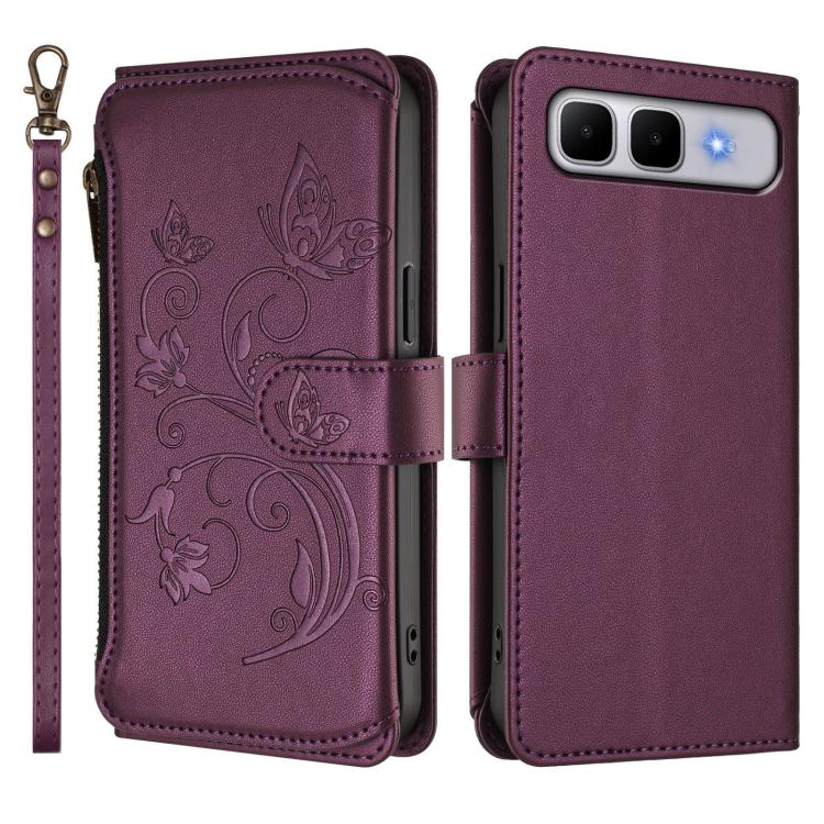 For Infinix Smart 10 Plus 4G Butterfly Love Flower Multi-card Zipper Wallet Leather Phone Case