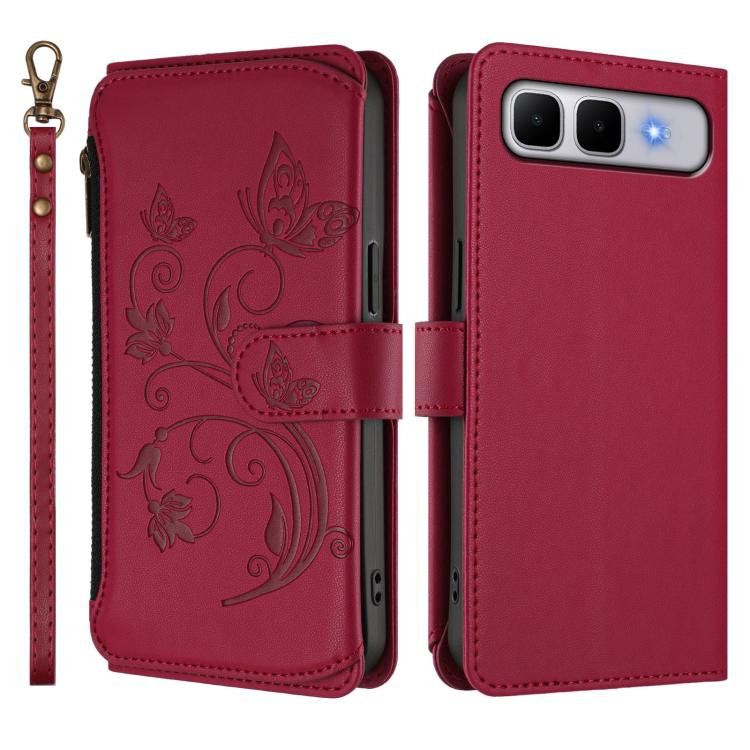For Infinix Smart 10 Plus 4G Butterfly Love Flower Multi-card Zipper Wallet Leather Phone Case
