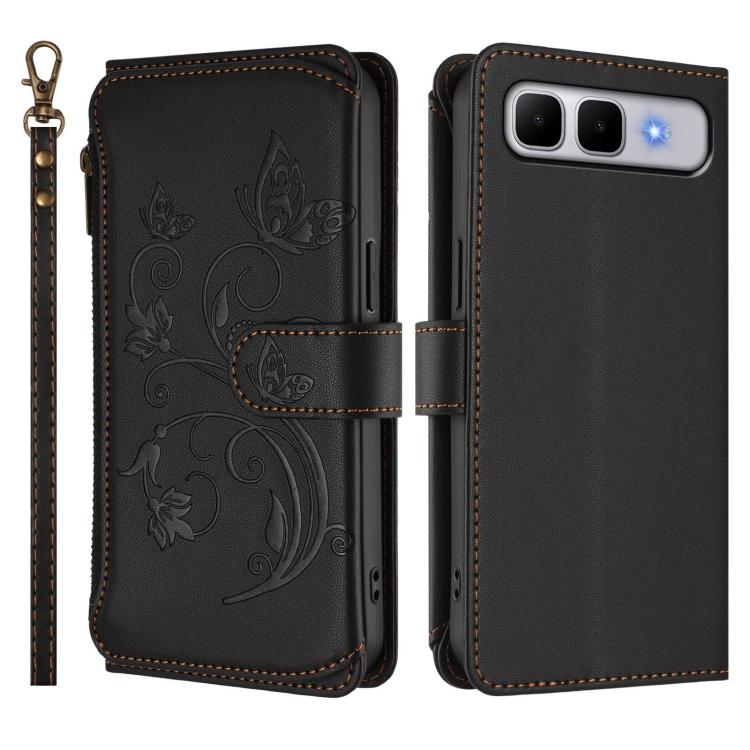 For Infinix Smart 10 Plus 4G Butterfly Love Flower Multi-card Zipper Wallet Leather Phone Case
