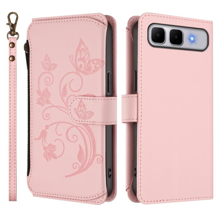 For Infinix Smart 10 Plus 4G Butterfly Love Flower Multi-card Zipper Wallet Leather Phone Case