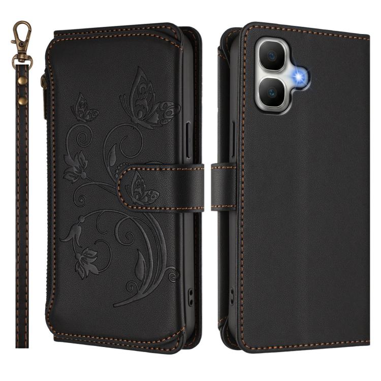 For Infinix Smart 20 4G / X6840 Butterfly Love Flower Multi-card Zipper Wallet Leather Phone Case