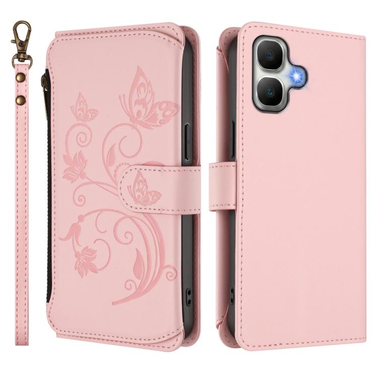 For Infinix Smart 20 4G / X6840 Butterfly Love Flower Multi-card Zipper Wallet Leather Phone Case