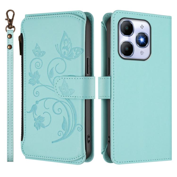 For Itel A90 4G Butterfly Love Flower Multi-card Zipper Wallet Leather Phone Case