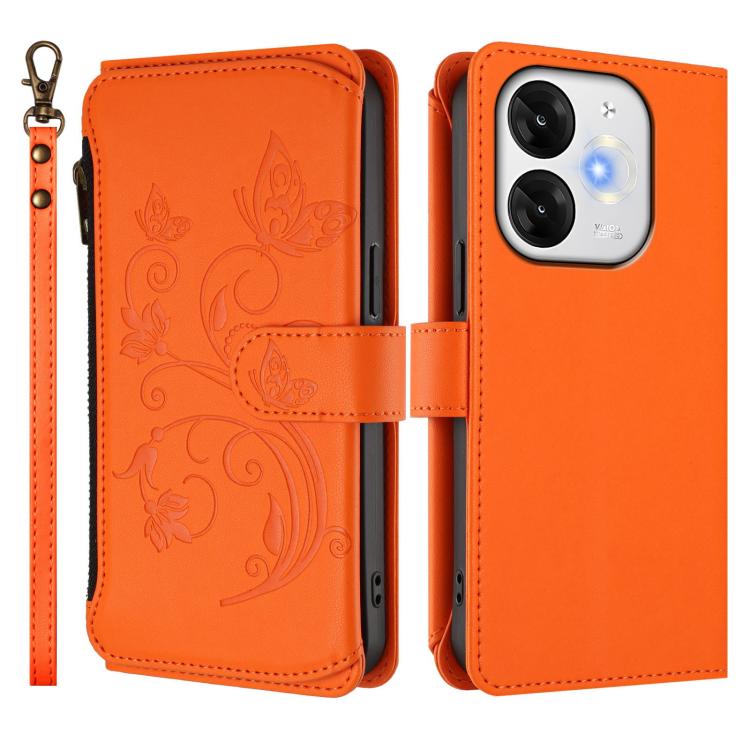 For Itel A80 4G Butterfly Love Flower Multi-card Zipper Wallet Leather Phone Case