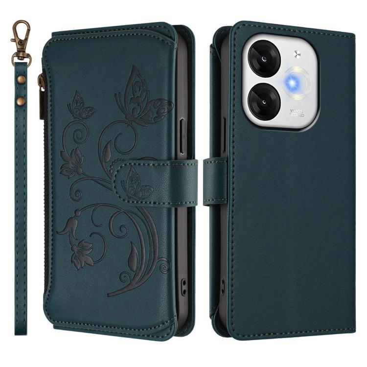 For Itel A80 4G Butterfly Love Flower Multi-card Zipper Wallet Leather Phone Case