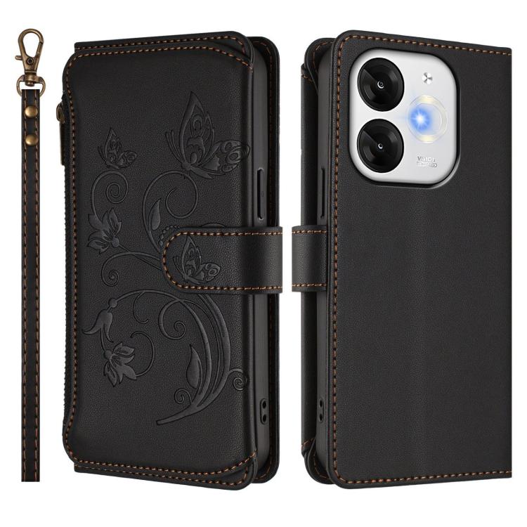 For Itel A80 4G Butterfly Love Flower Multi-card Zipper Wallet Leather Phone Case