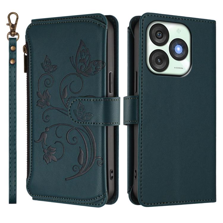 For Itel A50 Butterfly Love Flower Multi-card Zipper Wallet Leather Phone Case