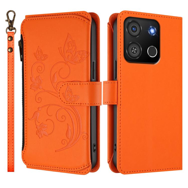 For Itel A05s Butterfly Love Flower Multi-card Zipper Wallet Leather Phone Case