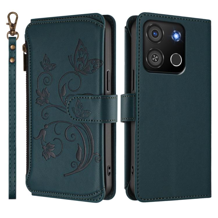 For Itel A05s Butterfly Love Flower Multi-card Zipper Wallet Leather Phone Case