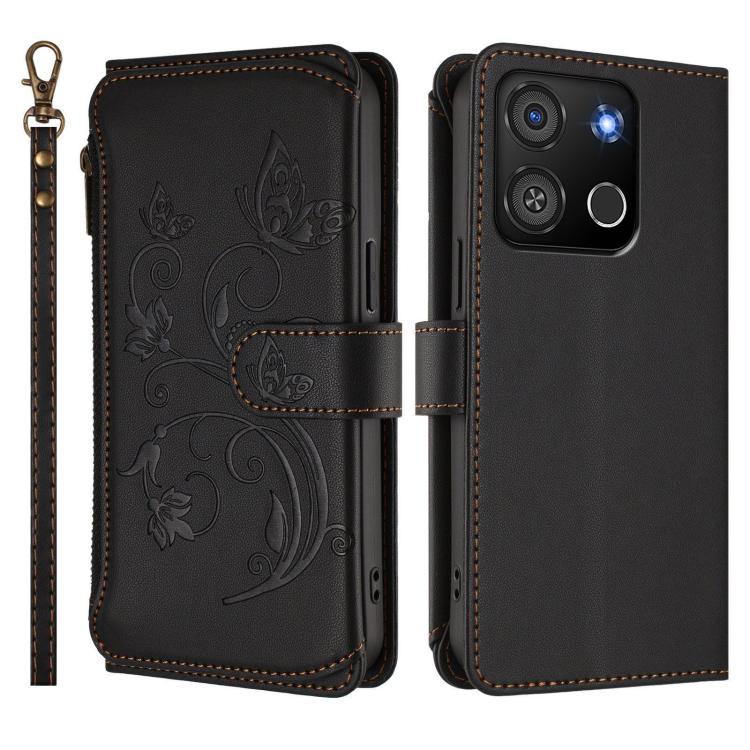 For Itel A05s Butterfly Love Flower Multi-card Zipper Wallet Leather Phone Case