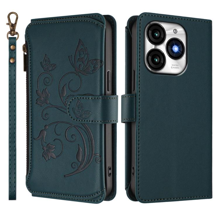For Itel A70 Butterfly Love Flower Multi-card Zipper Wallet Leather Phone Case