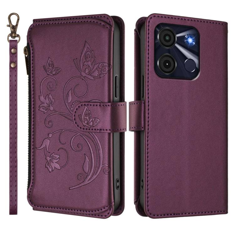 For Itel A60 / A60S Butterfly Love Flower Multi-card Zipper Wallet Leather Phone Case