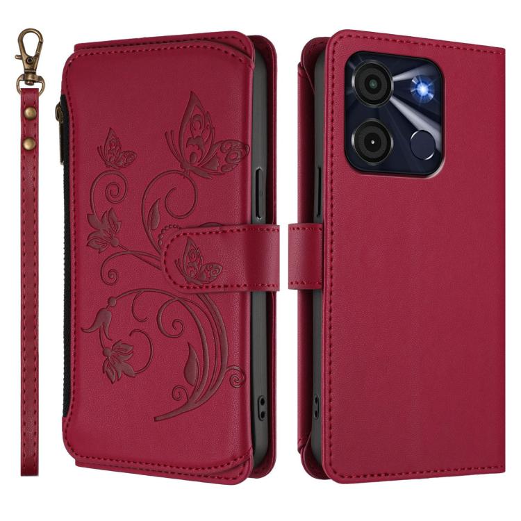 For Itel A60 / A60S Butterfly Love Flower Multi-card Zipper Wallet Leather Phone Case