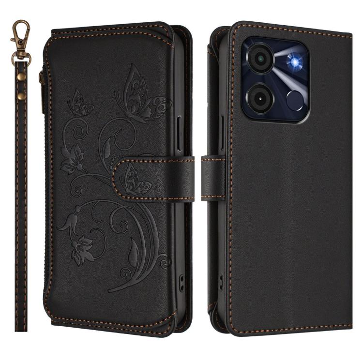 For Itel A60 / A60S Butterfly Love Flower Multi-card Zipper Wallet Leather Phone Case