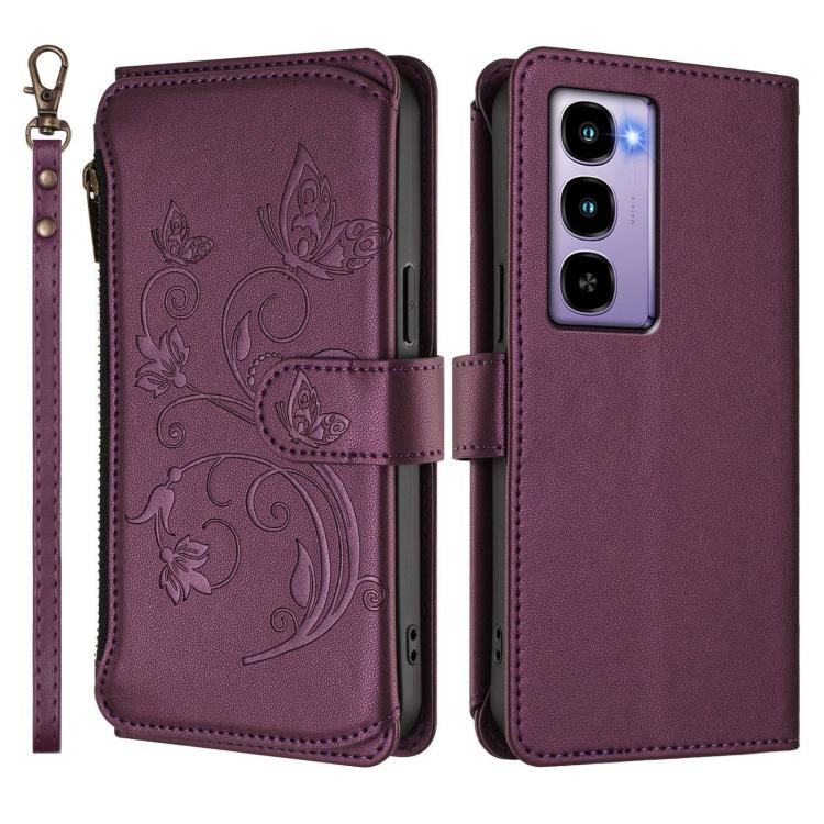 For Itel City 100 Butterfly Love Flower Multi-card Zipper Wallet Leather Phone Case