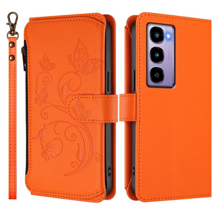 For Itel City 100 Butterfly Love Flower Multi-card Zipper Wallet Leather Phone Case