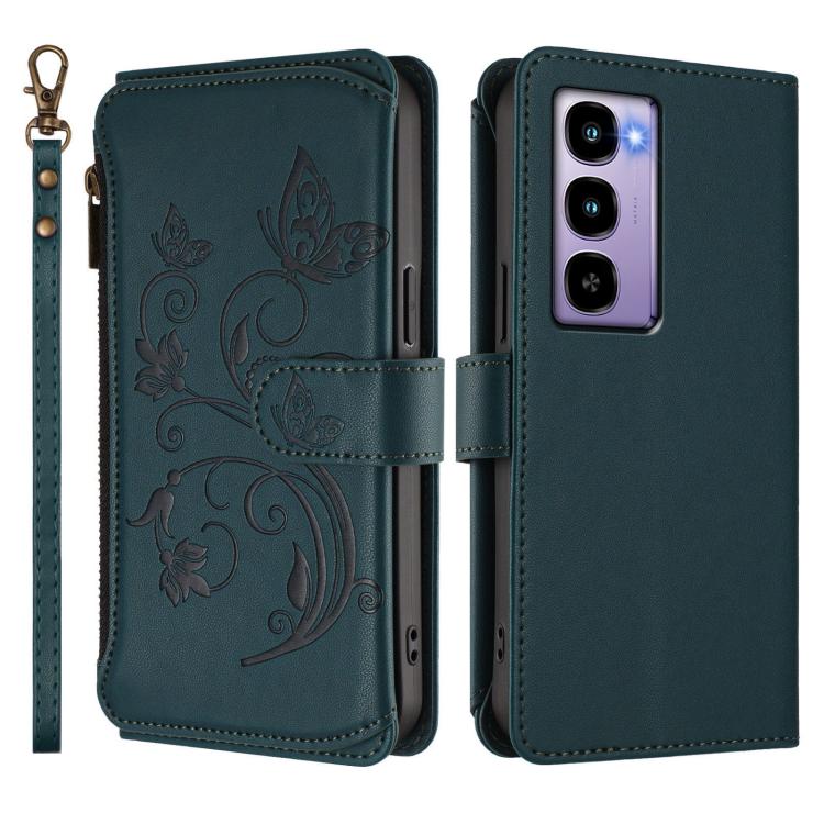 For Itel City 100 Butterfly Love Flower Multi-card Zipper Wallet Leather Phone Case
