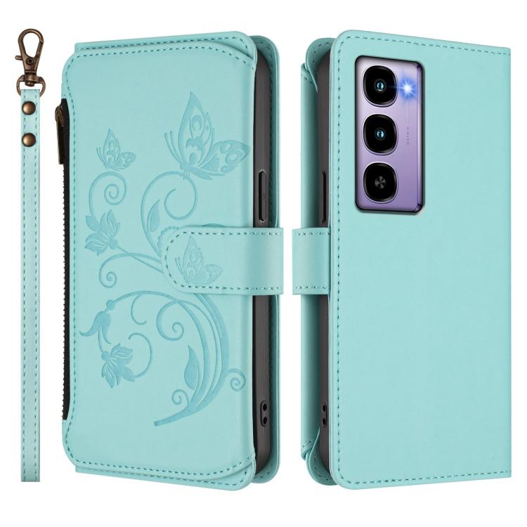 For Itel City 100 Butterfly Love Flower Multi-card Zipper Wallet Leather Phone Case