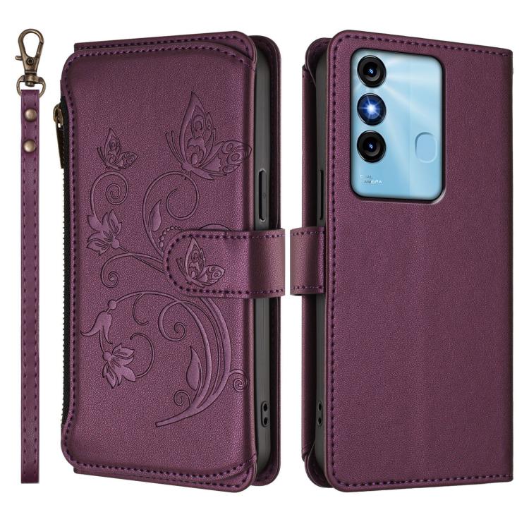 For Itel P38 / S17 / Vision 3 Butterfly Love Flower Multi-card Zipper Wallet Leather Phone Case