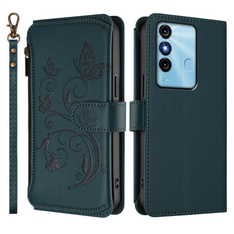 For Itel P38 / S17 / Vision 3 Butterfly Love Flower Multi-card Zipper Wallet Leather Phone Case