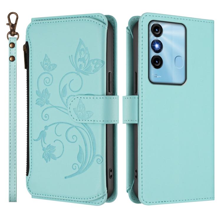 For Itel P38 / S17 / Vision 3 Butterfly Love Flower Multi-card Zipper Wallet Leather Phone Case