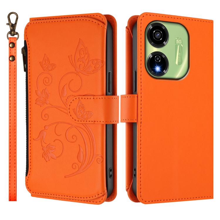 For Itel P55 5G Butterfly Love Flower Multi-card Zipper Wallet Leather Phone Case