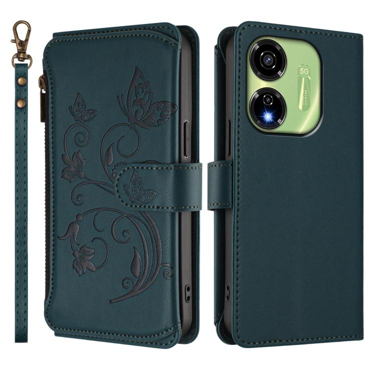For Itel P55 5G Butterfly Love Flower Multi-card Zipper Wallet Leather Phone Case