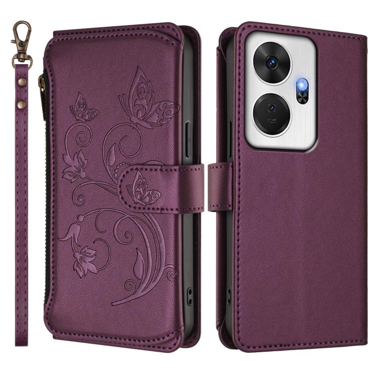 For Itel P55+ Butterfly Love Flower Multi-card Zipper Wallet Leather Phone Case