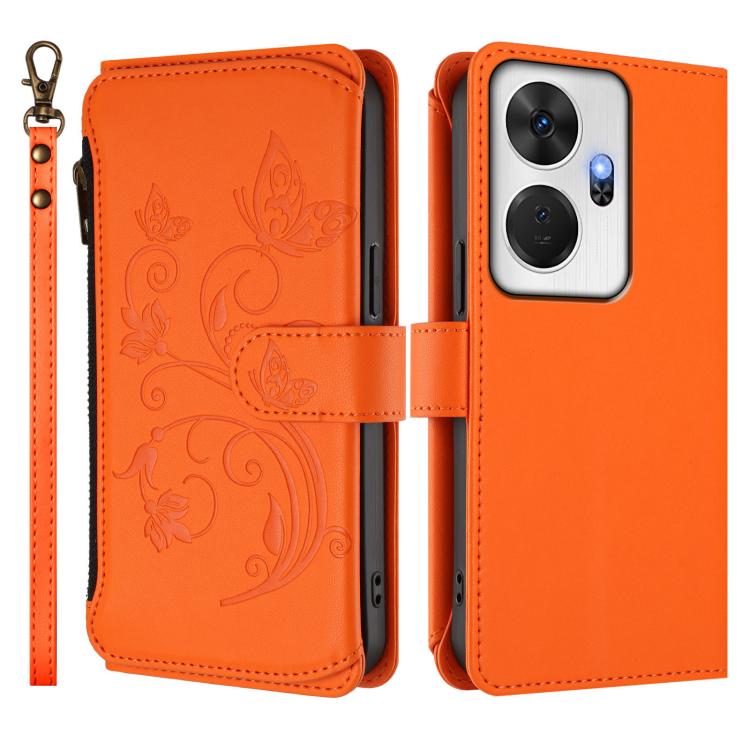 For Itel P55+ Butterfly Love Flower Multi-card Zipper Wallet Leather Phone Case