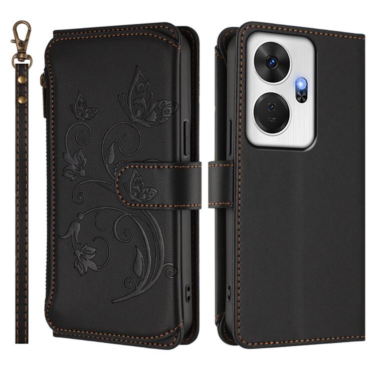 For Itel P55+ Butterfly Love Flower Multi-card Zipper Wallet Leather Phone Case